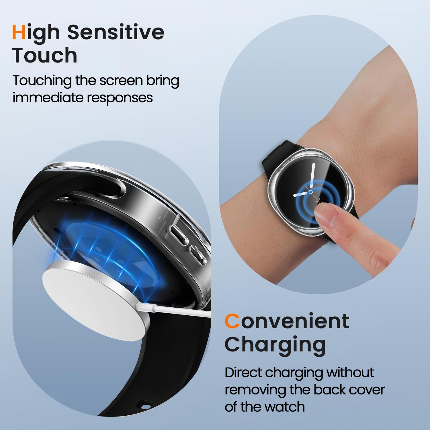 iVoler 3 szt. przezroczyste etui z osłoną ekranu do Samsung Galaxy Watch 8 40 mm, pełne zakrycie, ochrona przed zarysowaniami, ultra cienkie, miękkie etui TPU, przezroczyste
