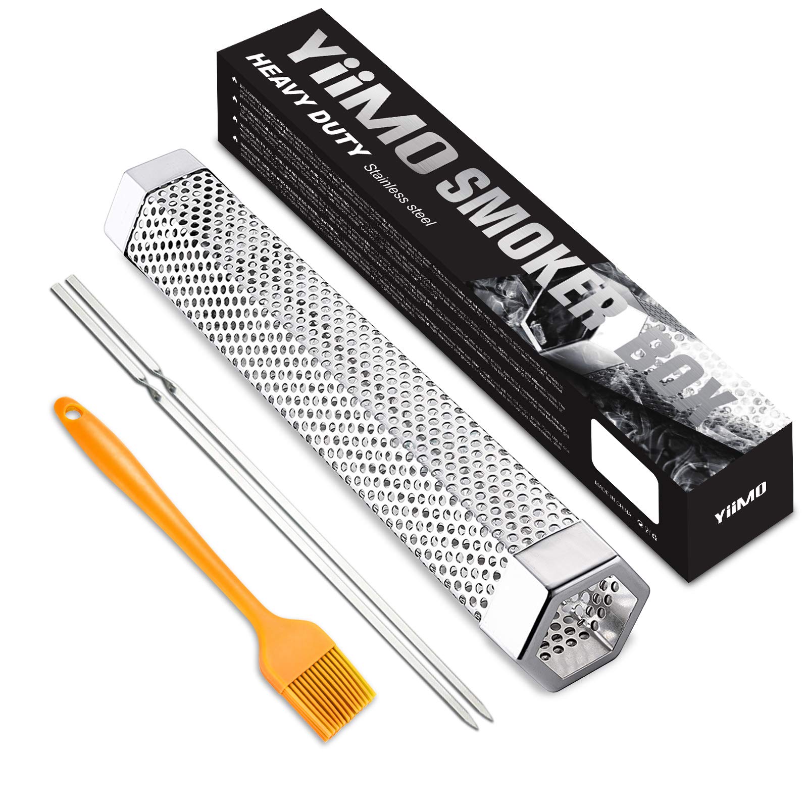 Smoke Tube for Pellets, YiiMO 12'' Pellet Smoker Up to 6Hrs of Cold Hot