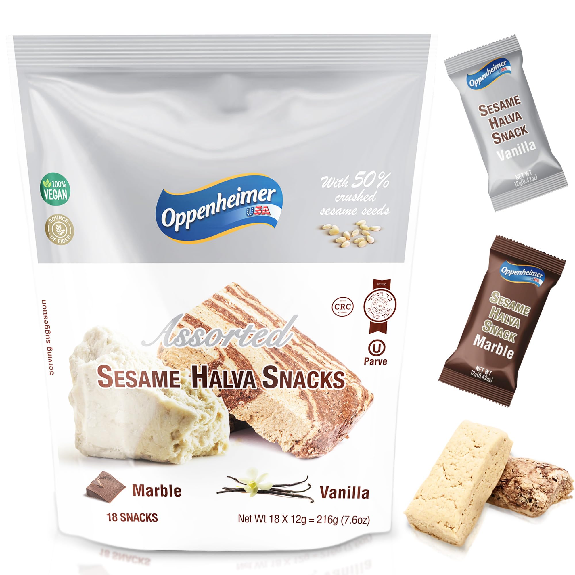 Assorted Sesame Halva Snacks Vanilla,Marble, Delicious Sweet Sesame,Treat Bars Assortment for Melt-in-Your Mouth Delight,Vegan, Kosher By Savoy Impex 18 Snacks (216g)-image-24