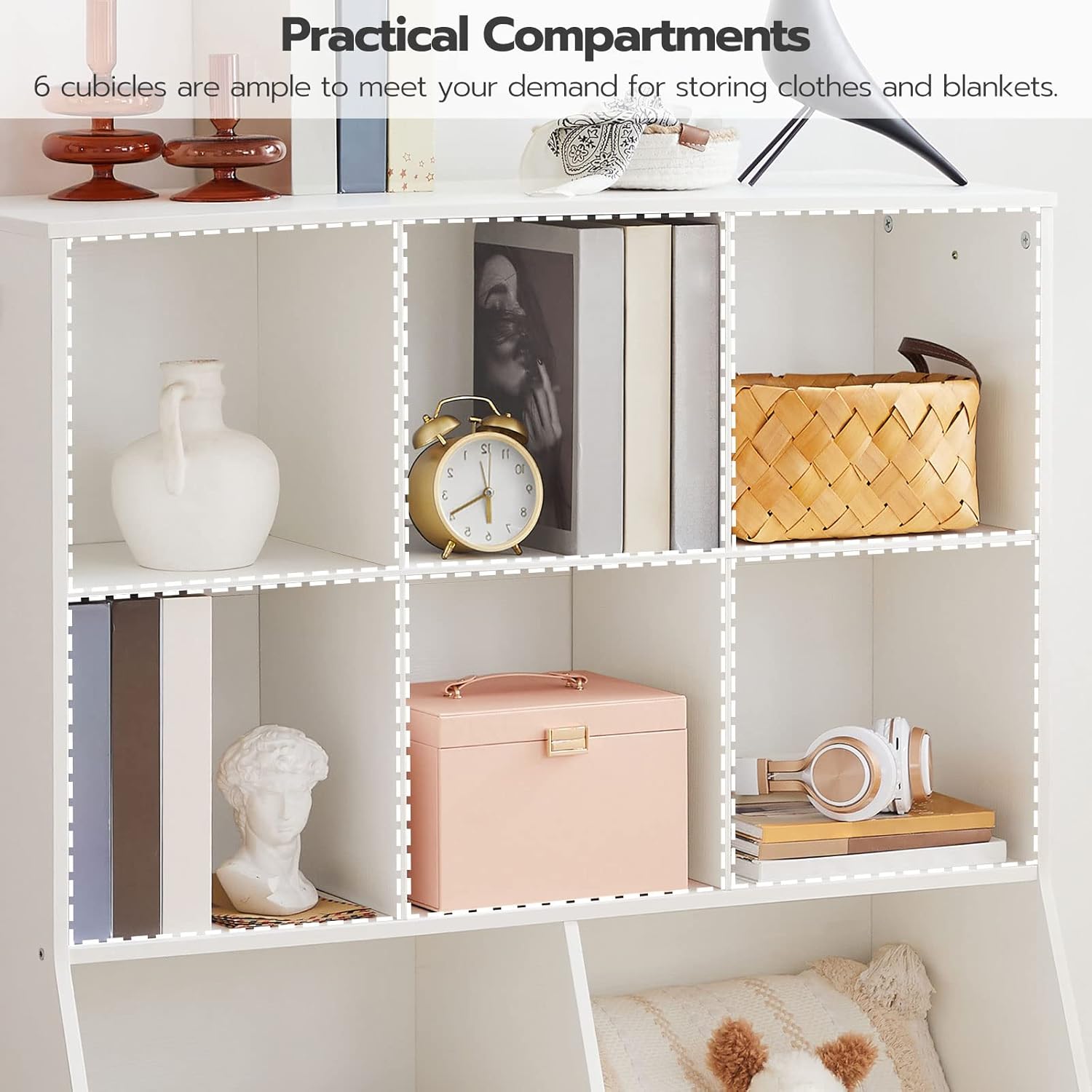 HOOBRO Kids Bookshelf, Toy Storage Organzier with 8 Cubicles, Bookcase Footboard, Bookshelf for Kids, for Playroom, Nursery, Bedroom, and School, White WT35CW01G1 - Image 8