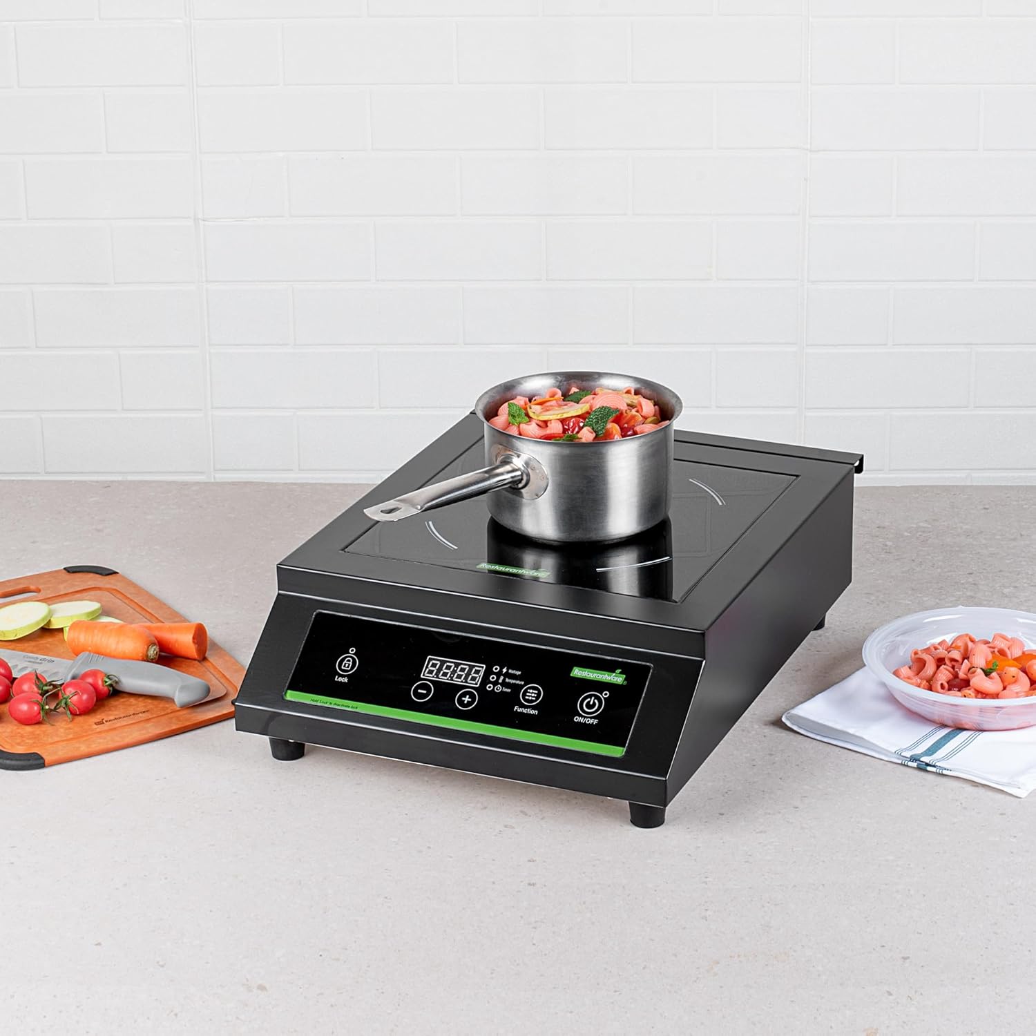 Restaurantware-Kitchen Tek 1800 W Induction Cooktop, 1 Electric Hot Plate With Sensor Touch - 140F To 465F, 10 Wattage Settings, Black Steel Countertop Induction Stove With Ceramic Plate, 120V