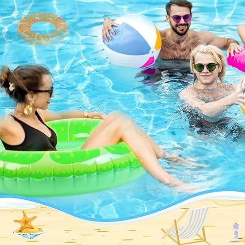 Miniatura 5 de 10 flotadores inflables de piscina para adultos, anillos de tubo de frutas de 29 pulgadas, anillos de natación de sandía, uva, naranja, limón, tubos