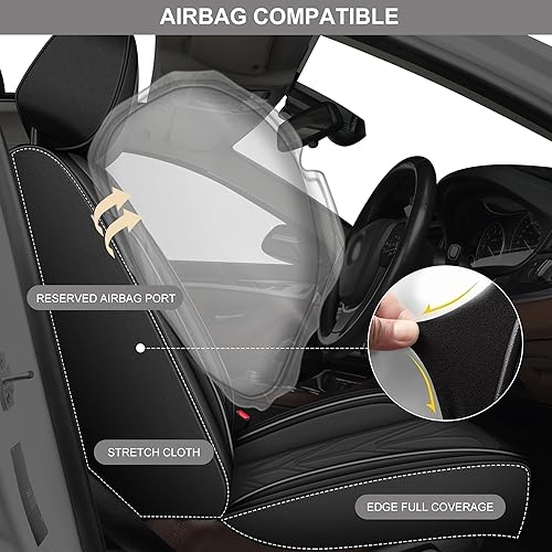 Vista 60 de Fundas de asiento de automóvil para Chevrolet/Chevy Trailblazer 2021-2023 2024: fundas de asiento delantero, impermeables, de piel sintética, negro