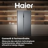 Haier - Réfrigérateur Américain - 2 Portes - Classe Énergétique E - Technologie Total No Frost Multi Air Flow - Inox - 337L + 191L (Congélateur) - 177,5 x 90,8 x 64,7 cm - Modèle HSR3918ENPG - 6