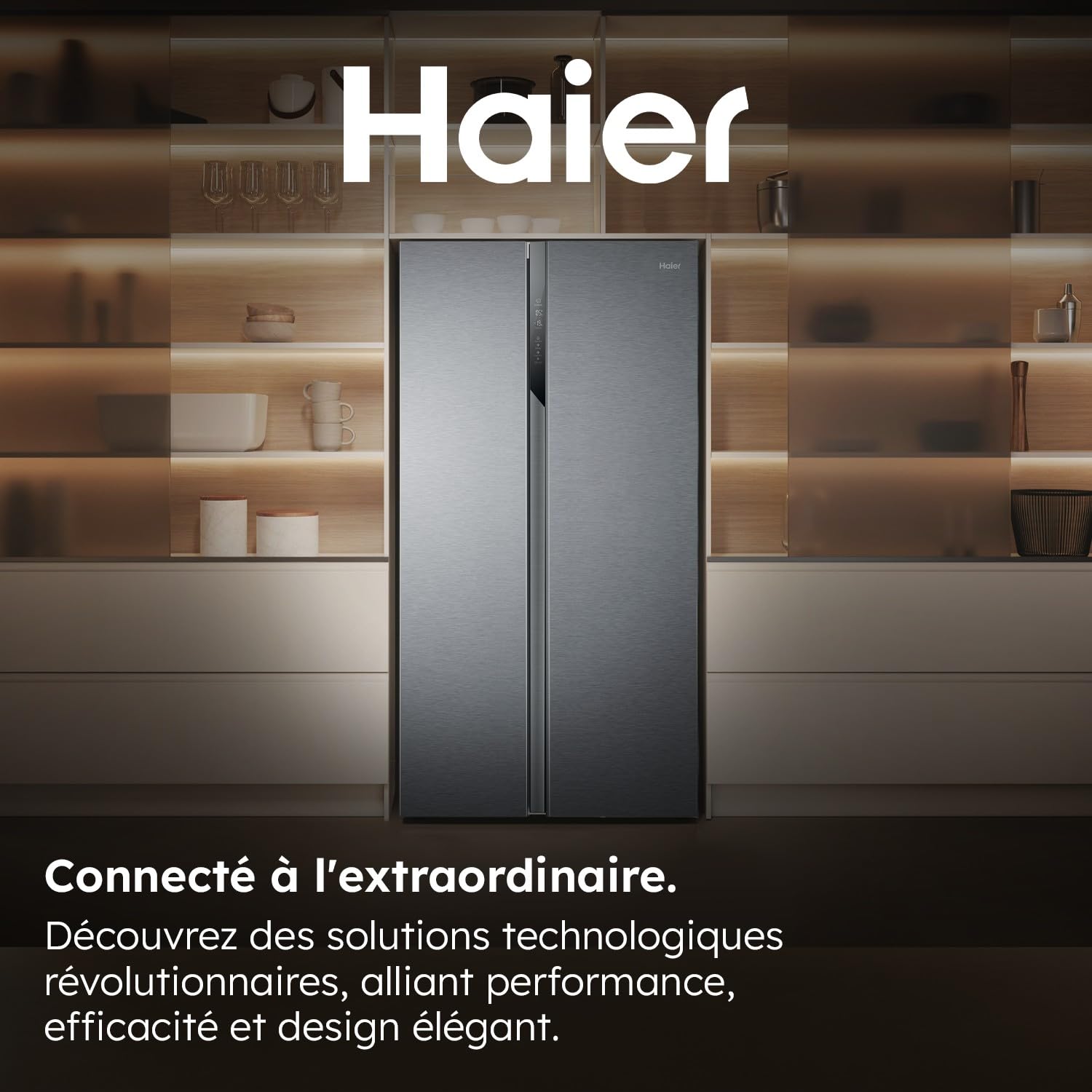 Haier - Réfrigérateur Américain - 2 Portes - Classe Énergétique E - Technologie Total No Frost Multi Air Flow - Inox - 337L + 191L (Congélateur) - 177,5 x 90,8 x 64,7 cm - Modèle HSR3918ENPG