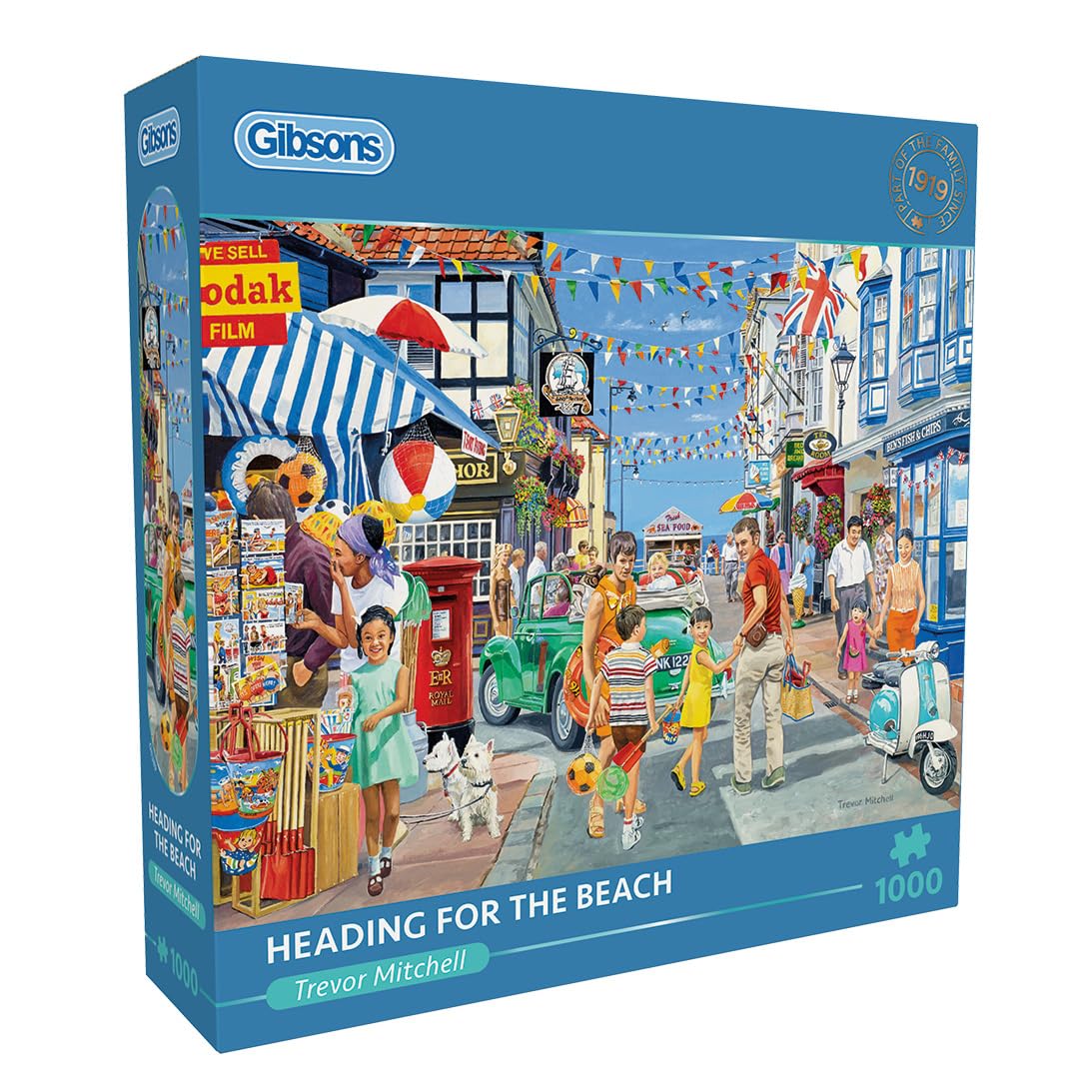 Gibsons Heading for the Beach 1000 Piece Jigsaw Puzzle for Adults – Nostalgic Seaside Scene by Trevor Mitchell – Classic British Summer Artwork – Premium Sustainable Puzzle Made in the UK/EU — image 1