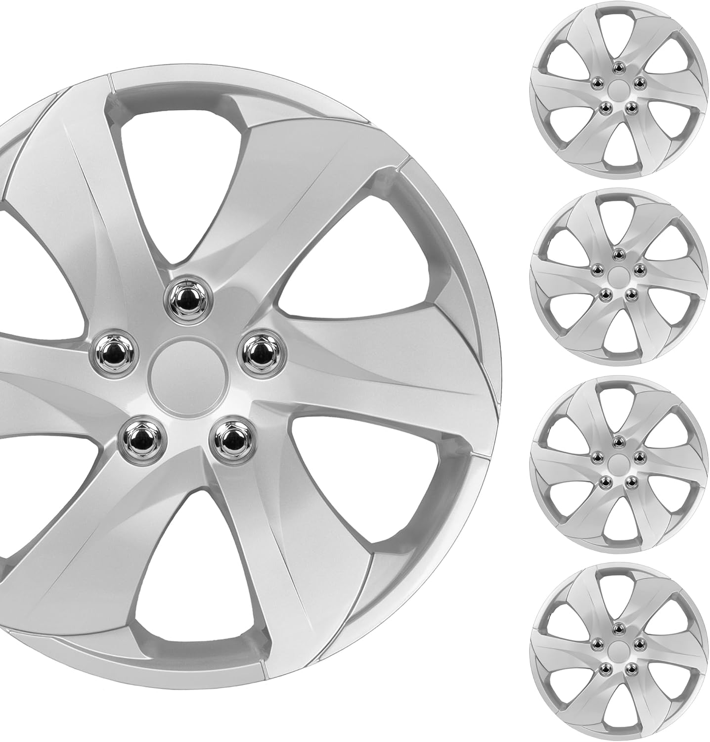 BDK (4Pack) Premium Classic Silver Hubcaps 16" Wheel Rim Cover Hub