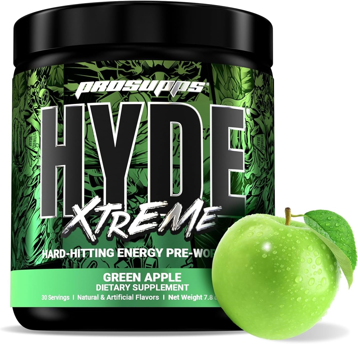 PROSUPPS Hyde Xtreme Hard-Hitting Energy Pre-Workout, Green Apple, and Creatine 300 Bundle