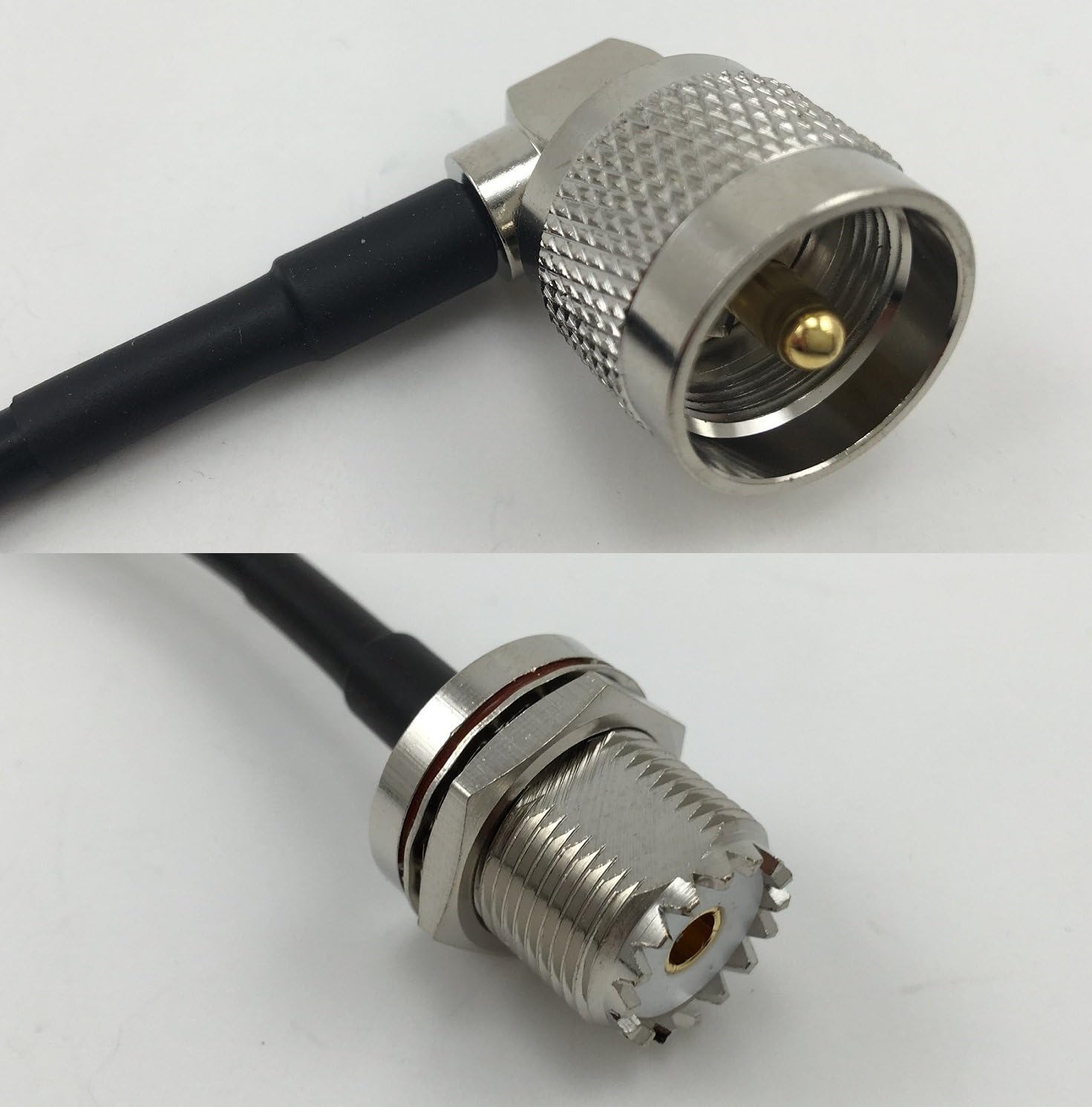 45 inches RG142 PL259 UHF Angle Male to UHF Female BULKHEAD Pigtail Jumper RF coaxial cable 50ohm Quick USA Shipping