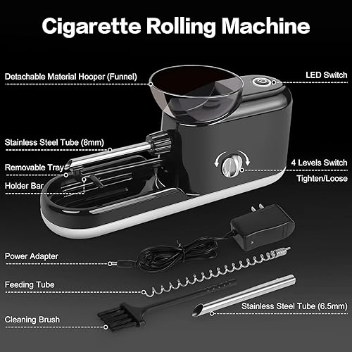 Miniatura 3 de Máquina de laminación de cigarrillos, inyector automático eléctrico, adecuado para tubo de papel de cigarrillo de tamaño de diámetro de 8 y 0.256 in