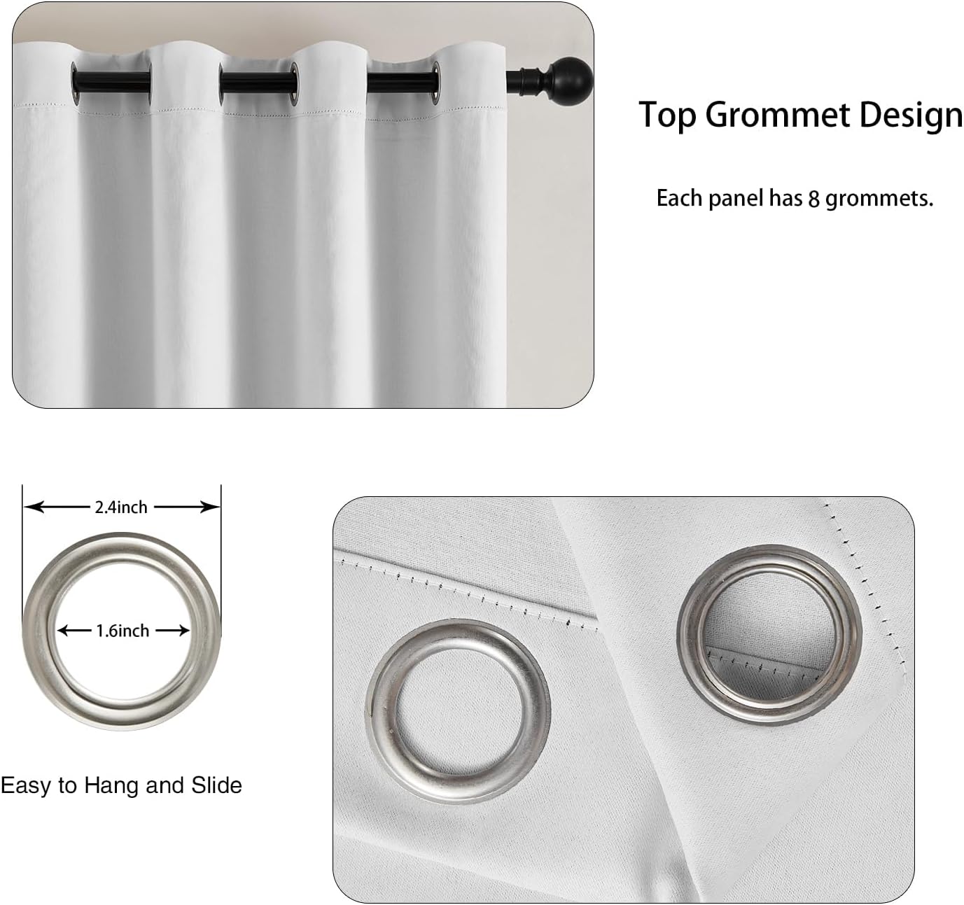 naturetalk Room Darkening Blackout Curtains with Gradient Sheer – 2 Pieces Drape Panels Set – Antique Silver Grommet Top – Greyish Purple – 52" W x 108" L (2 Panels)