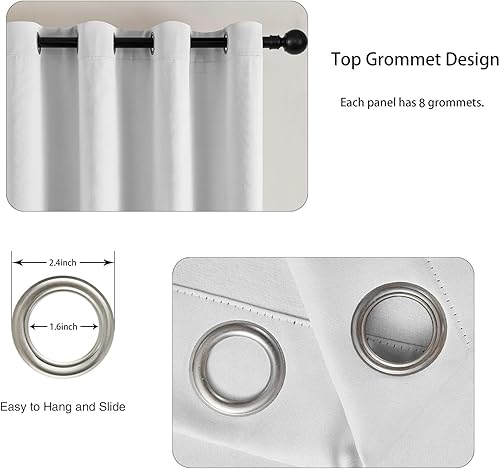 Miniatura 5 de naturetalk Cortinas opacas del 90% al 95% con degradado traslúcido, juego de 2 paneles de cortina  Parte superior con ojales plateados antiguos