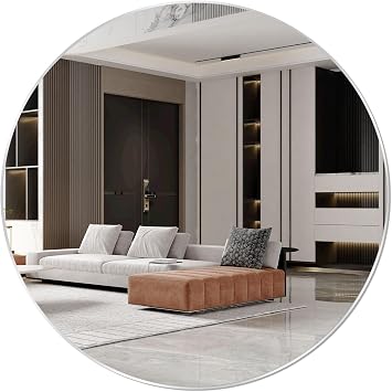 16 Round Wall Mirror Circle Self Adhesive HD Large Glass Circle Mirror Tile for Wall, Bathroom, Bedroom, Living Room, Door etc
