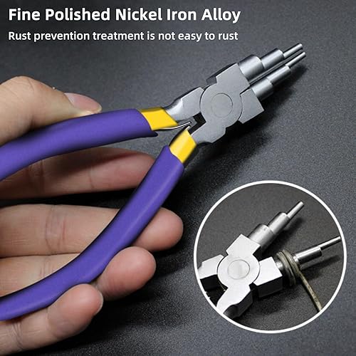 Miniatura 5 de Alicates de fabricación de joyas 6 en 1, alicates de alambre de 6 pasos, alicates para hacer alicates con mango antideslizante para hacer joyas,