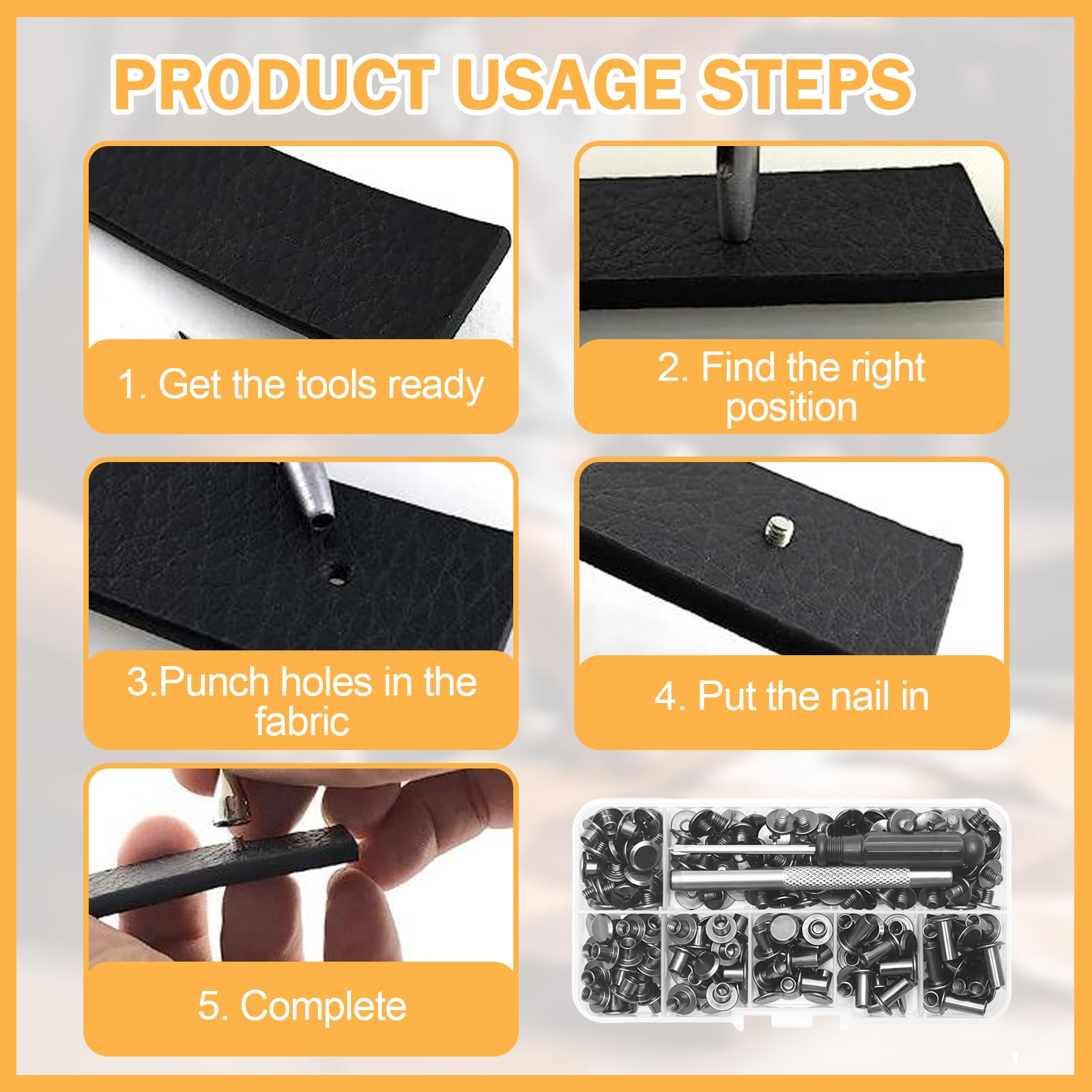 110 Pezzi Set di Chicago Viti da 6 Dimensioni M5 x 4 mm/5 mm/6 mm/8 mm/10 mm/12 mm Kit Di Rivetti a Vite per Decorazioni in Pelle Fai Da Te Collana Cintura
