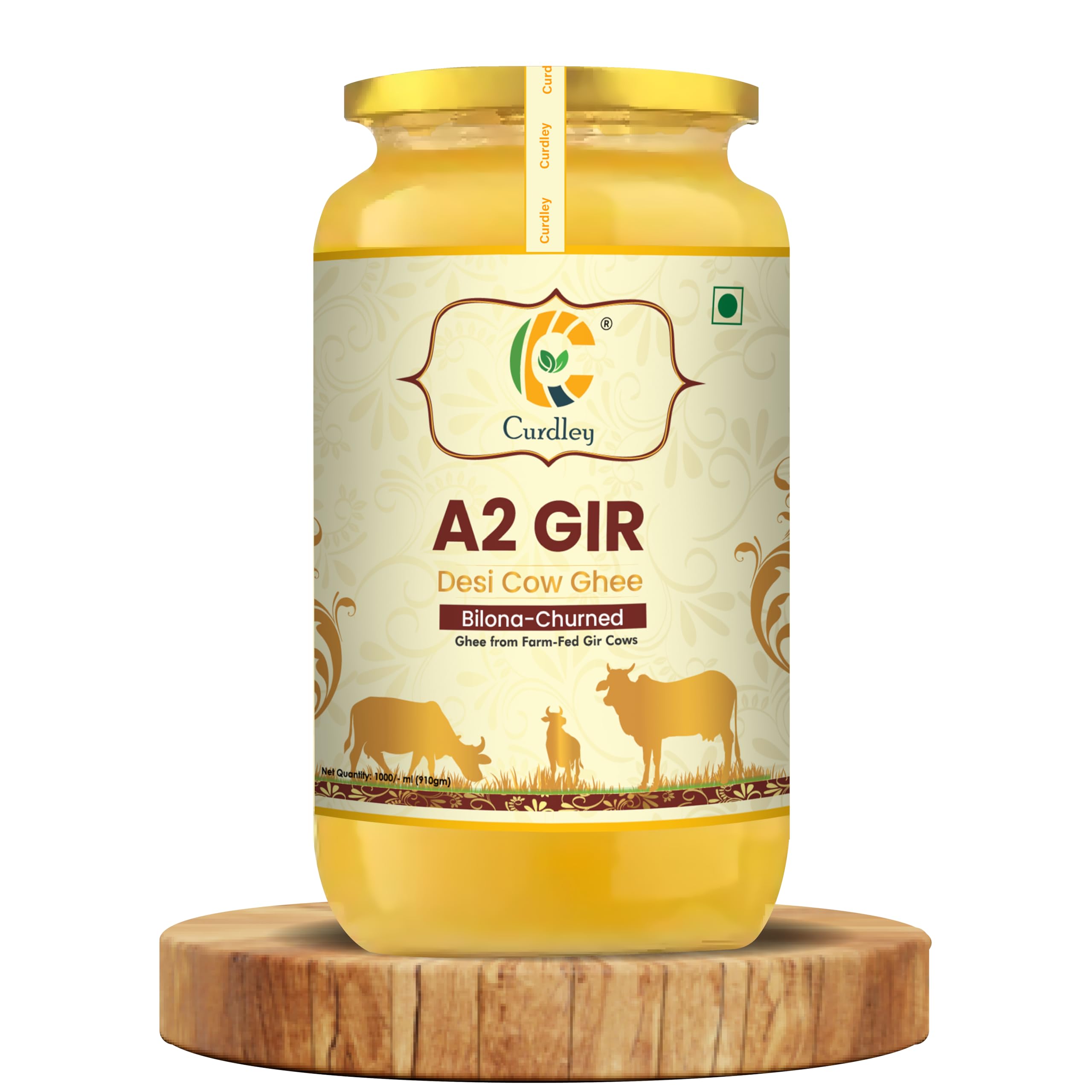 Curdley Desi Gir Cow Ghee | A2 Desi Cow Ghee | Vedic Bilona Method | Curd Churned Ghee 500 ml Glass Bottle With Spoon (B0CY4P4HZN) Amazon Price History, Amazon Price Tracker