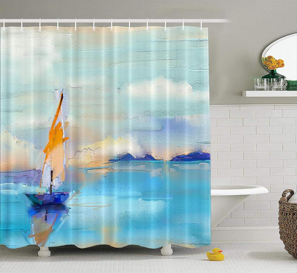 Sailboat Shower Curtains Curtains & Drapes