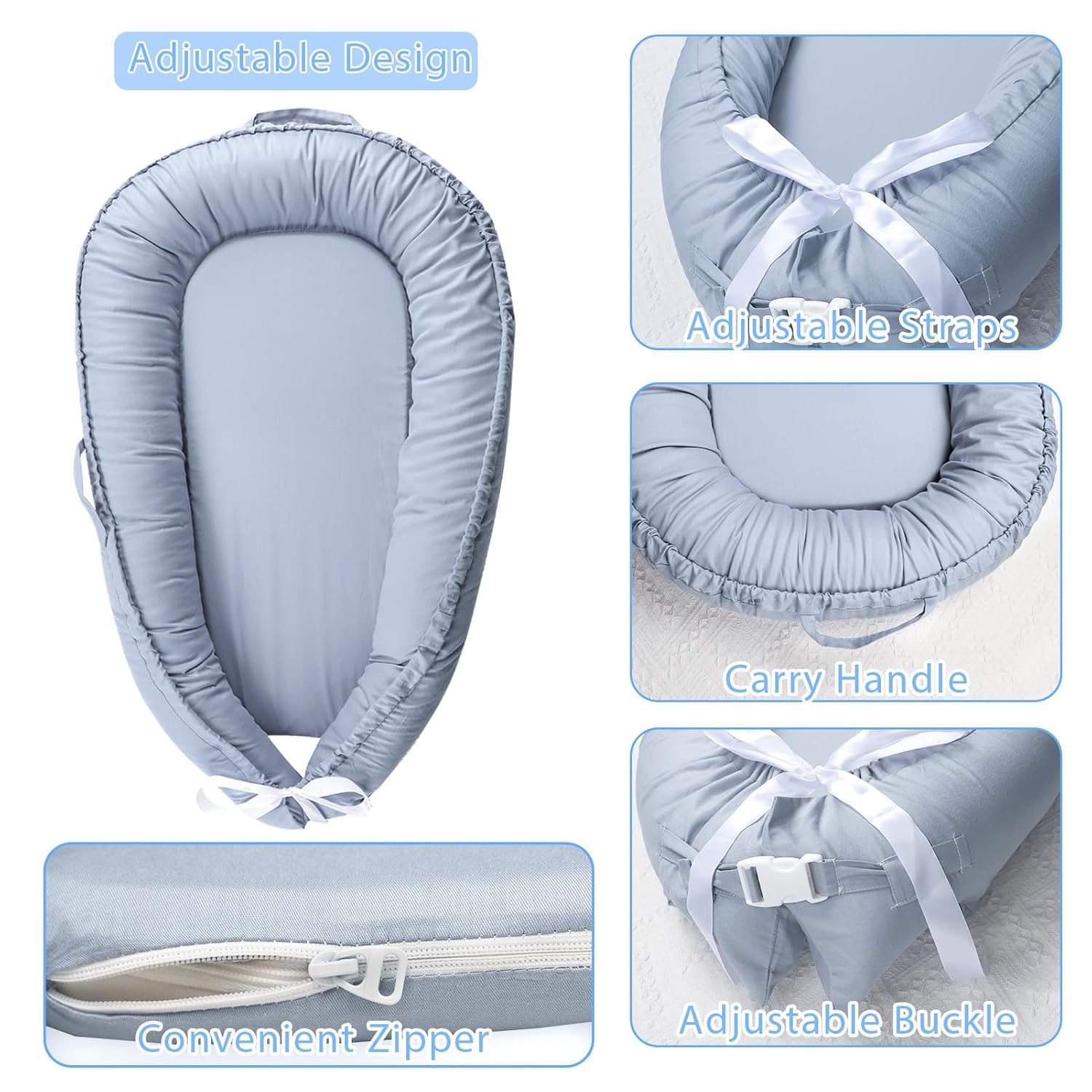Hooyax Baby Nest Pod for Newborn Baby Lounger for Newborn Portable 100% Breathable Cotton Baby Nest for 0-12 Months Boys Girls - Image 4