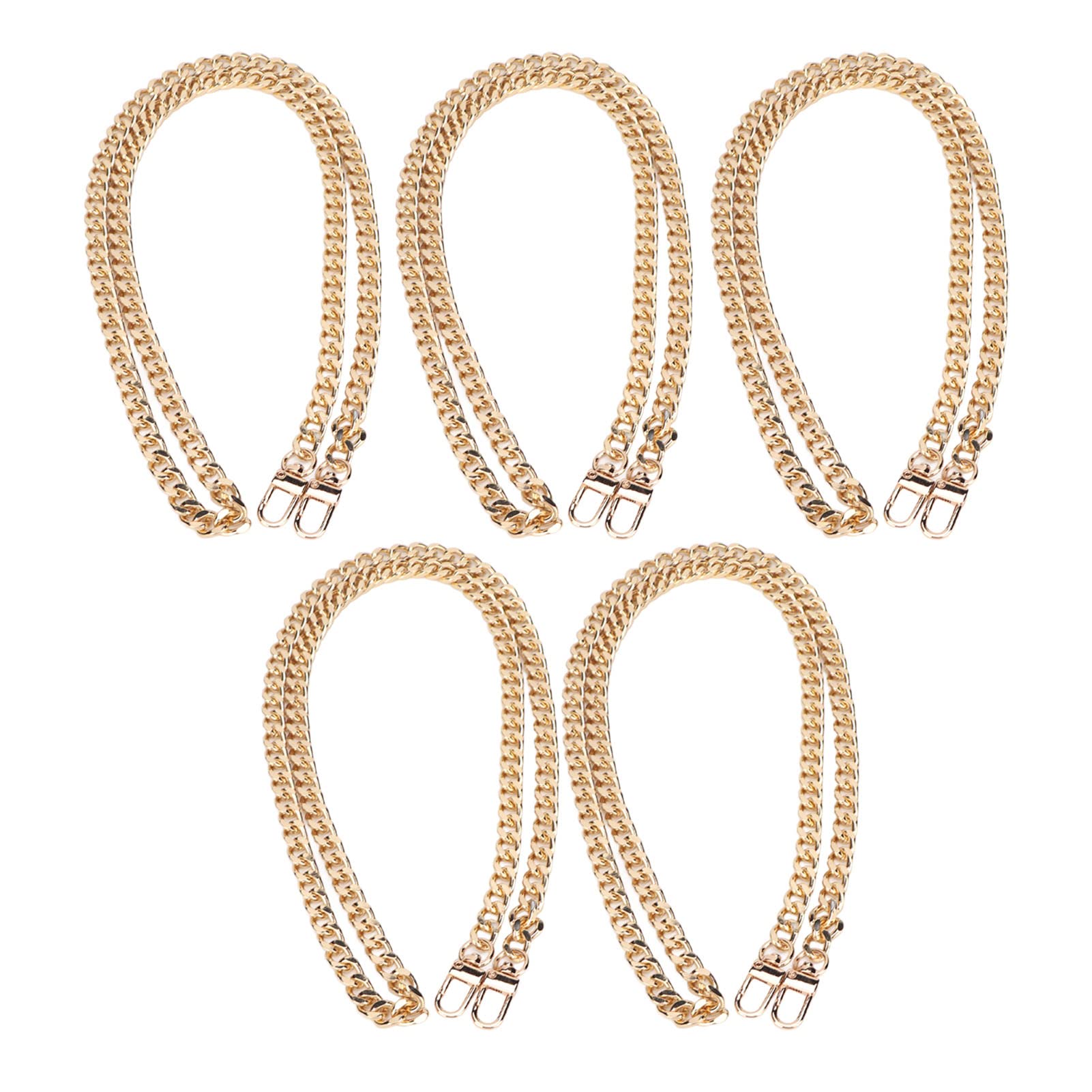 Paquete de 5 cadenas curvas de 1,2 m, suministros para fabricación de joyas, eslabones de metal trenzados a prueba de herrumbre, cadena artesanal para collar DIY, pulsera, j (Oro)