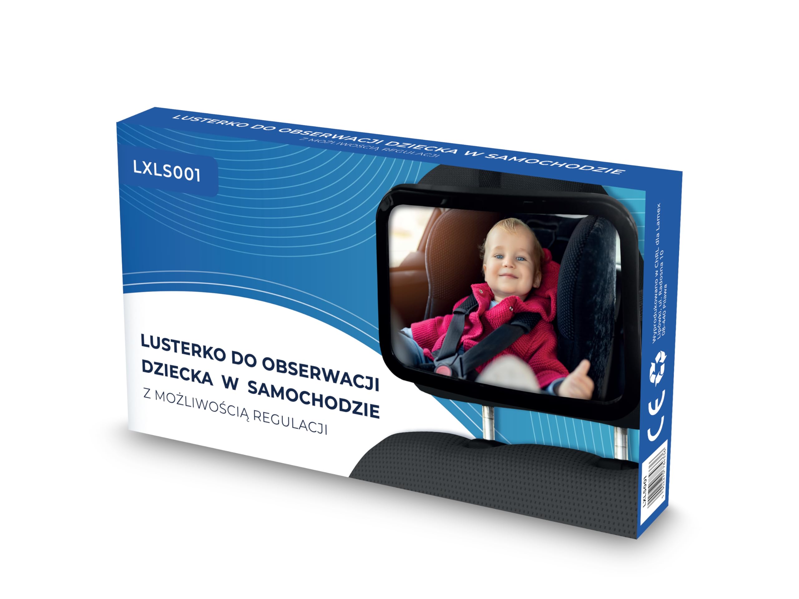 LTC Lusterko do Obserwacji Dziecka w Samochodzie - Wyjątkowe Bezpieczeństwo i Komfort Podczas Podróży – Trwała Konstrukcja i Mocne Paski Montażowe – 30 x 19 cm