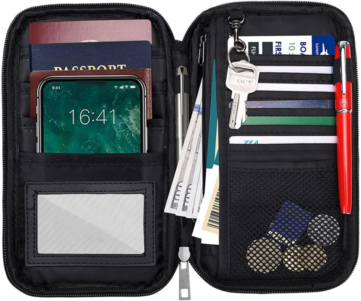 KANDUO Fireproof Document Bag, Waterproof Money Bag with Small Slot And Compartment, Portable Fire Safe Storage Pouch Bag for Documents, Money and Cash