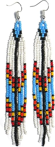 Pendientes hechos a mano con cuentas de cristal de estilo nativo americano, pendientes de cuentas nativas al estilo mexicano de artesanos, regalos