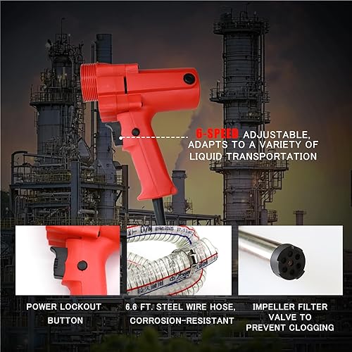 Miniatura 4 de Bomba eléctrica de barril de transferencia de líquidos de 2480 W, 110 V 13000 RPM, para bomba de tambor de 55 galones con tubo de acero inoxidable