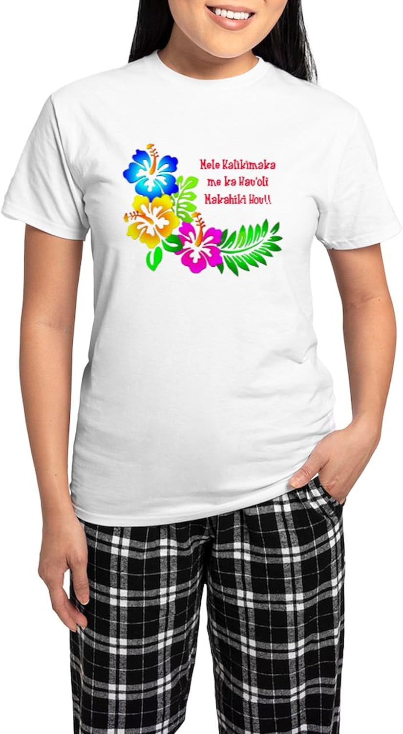 CafePress Hawaiian Christmas/New Year Pajamas Women's Novelty Cotton Pajama Set, Comfortable PJ Sleepwear