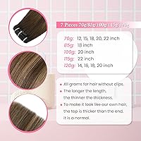 Vista 5 de Aison Extensiones de cabello con clip balayage de cabello humano real, extensiones de cabello ombre 100% de cabello humano para mujer, 12 pulgadas