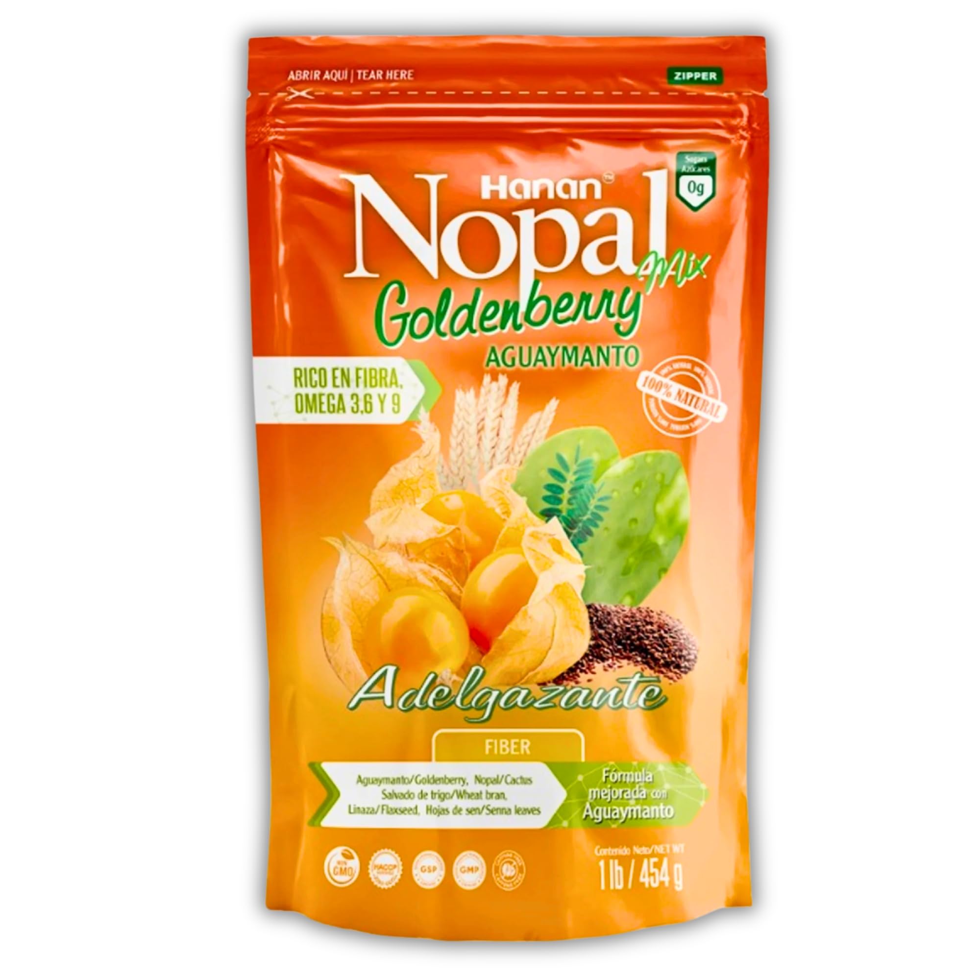 Nopal Mix Aguaymanto 454g - 100% Natural High-Fiber Goldenberry Blend for Digestive Health, Vegan, Non-GMO, Gluten-Free, Keto from Peru (16oz)