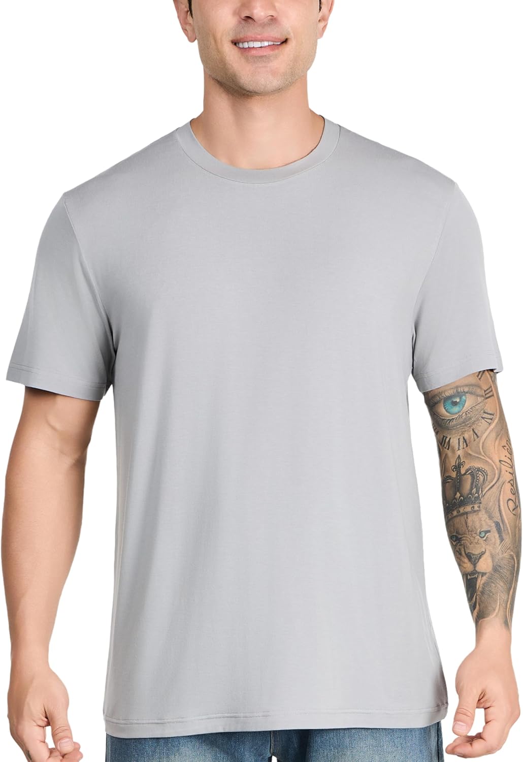 Breathable Cooling Dress Tee Men’s Undershirt - Eczema-Friendly Silk-Infused Modal Moisture-Wicking