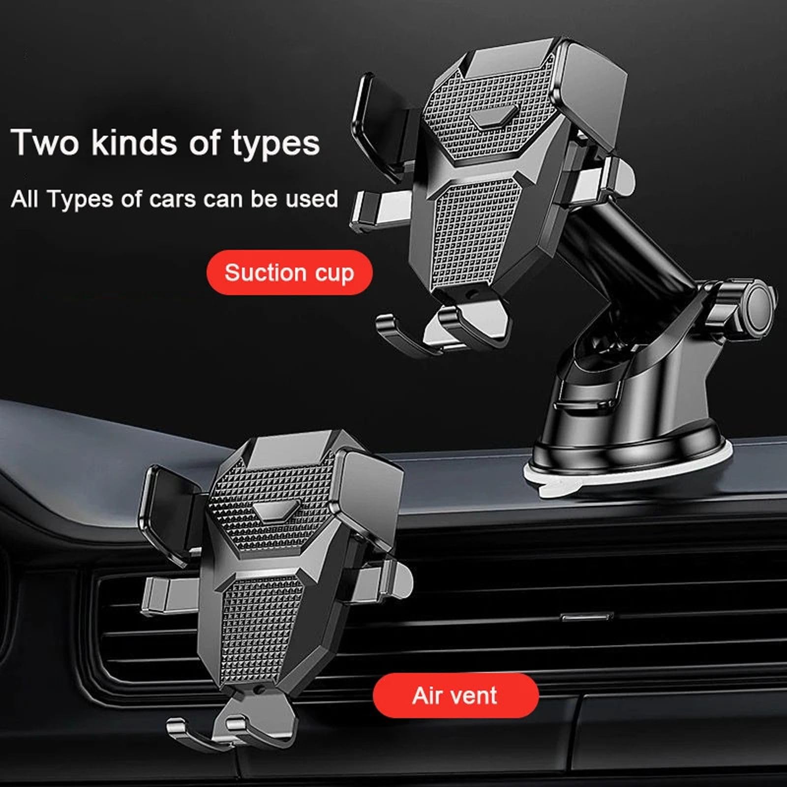 Sucker Uchwyt samochodowy na telefon Samochodowy odpowietrznik Clip Mount Stand GPS Telefon Mobile, pasuje do iPhone'a Xiaomi Huawei Samsung