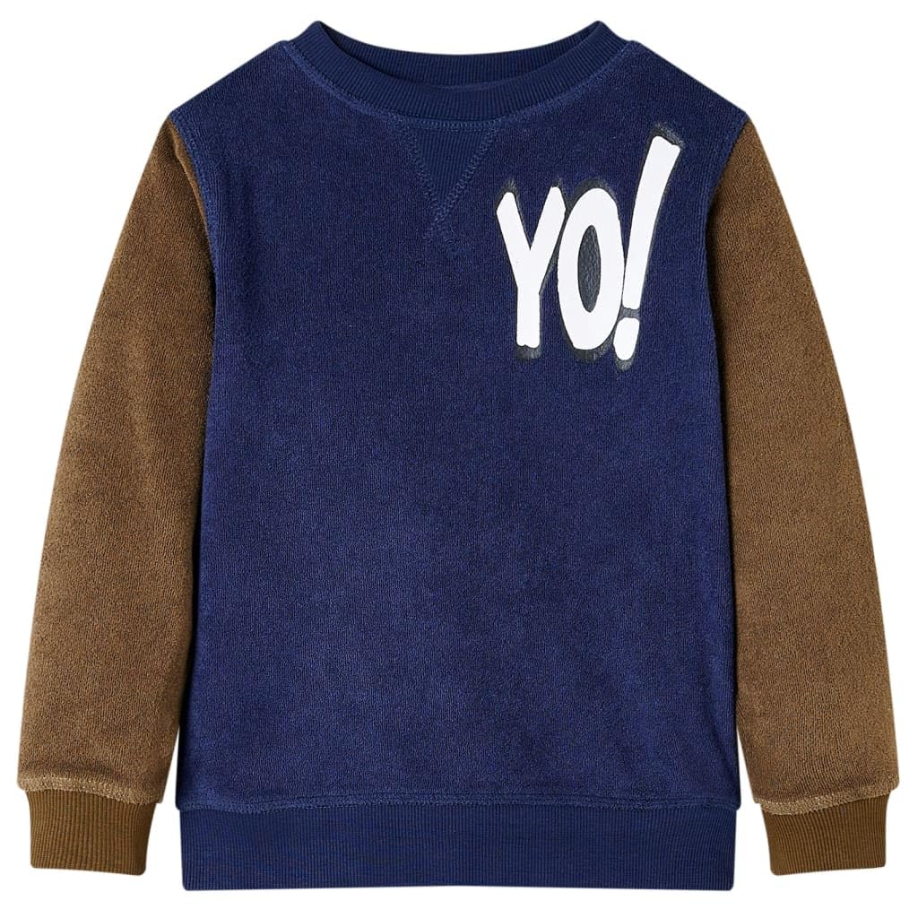 Felpa per bambini, blu navy, 85% cotone, traspirante, a maniche lunghe, per bambini, ragazzi, ragazze, per tutti i giorni, scuola, tempo libero, calda e morbida