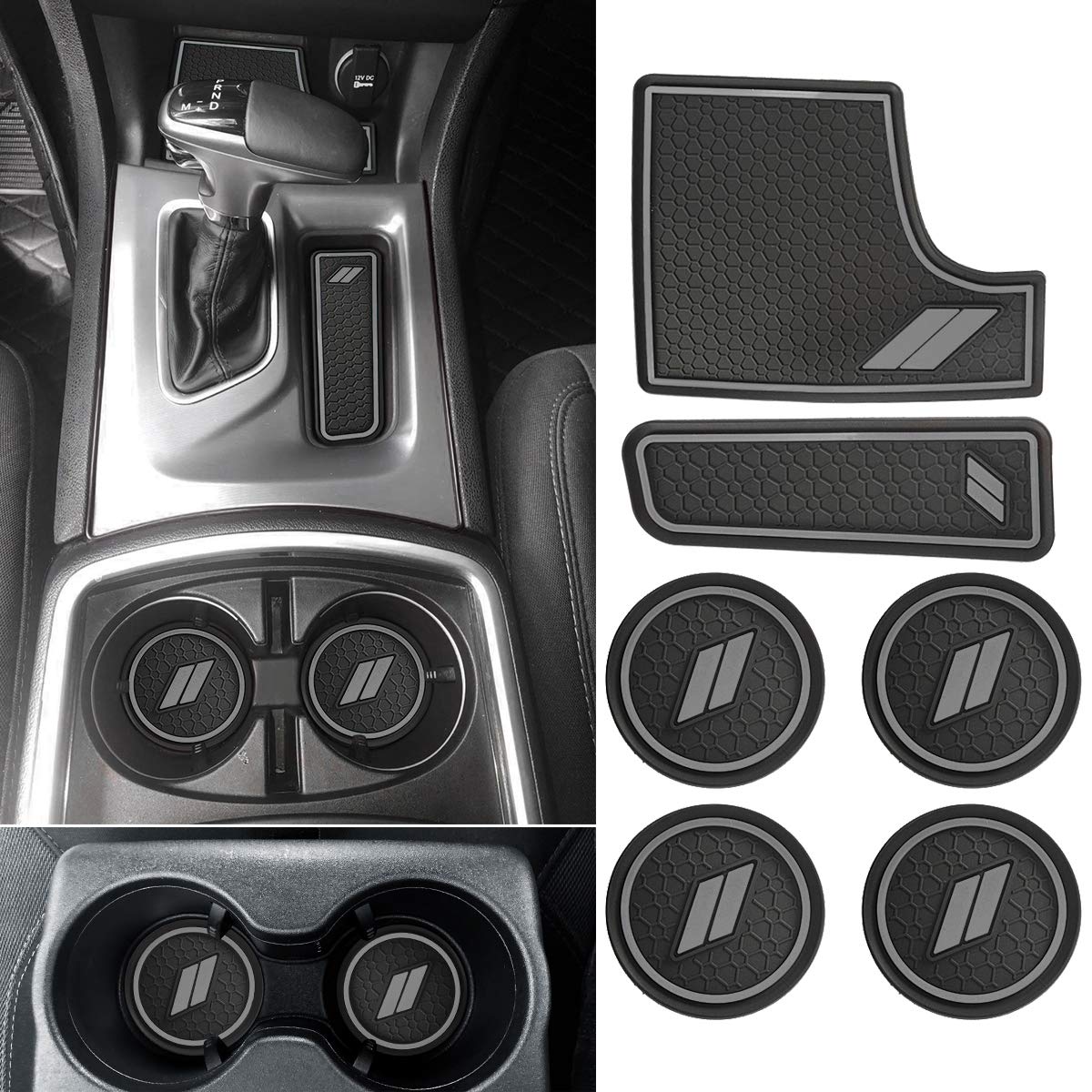 Auovo Anti dust Mats for Dodge Charger Accessories 2015 2016 2017 2018 2019 2020 2021 Custom Fit Cup Holder Liners Mats(6pcs/Set,Grey)