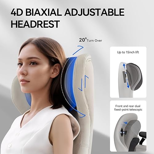 Miniatura 6 de EMIAH Silla de oficina ergonómica con reposapiés, silla de oficina reclinable con brazos ajustables y reposacabezas, silla de juegos de respaldo