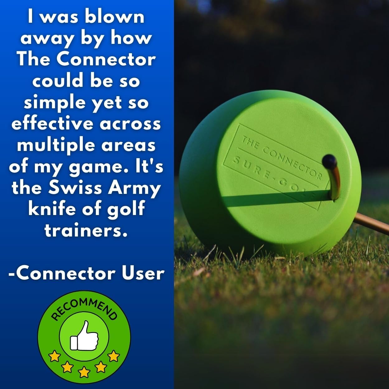 The Connector Golf Training Aid – Simple, Effective Swing Trainer to Perfect Mechanics, Increase Accuracy, and Improve Your Game | The Original by Sure Golf