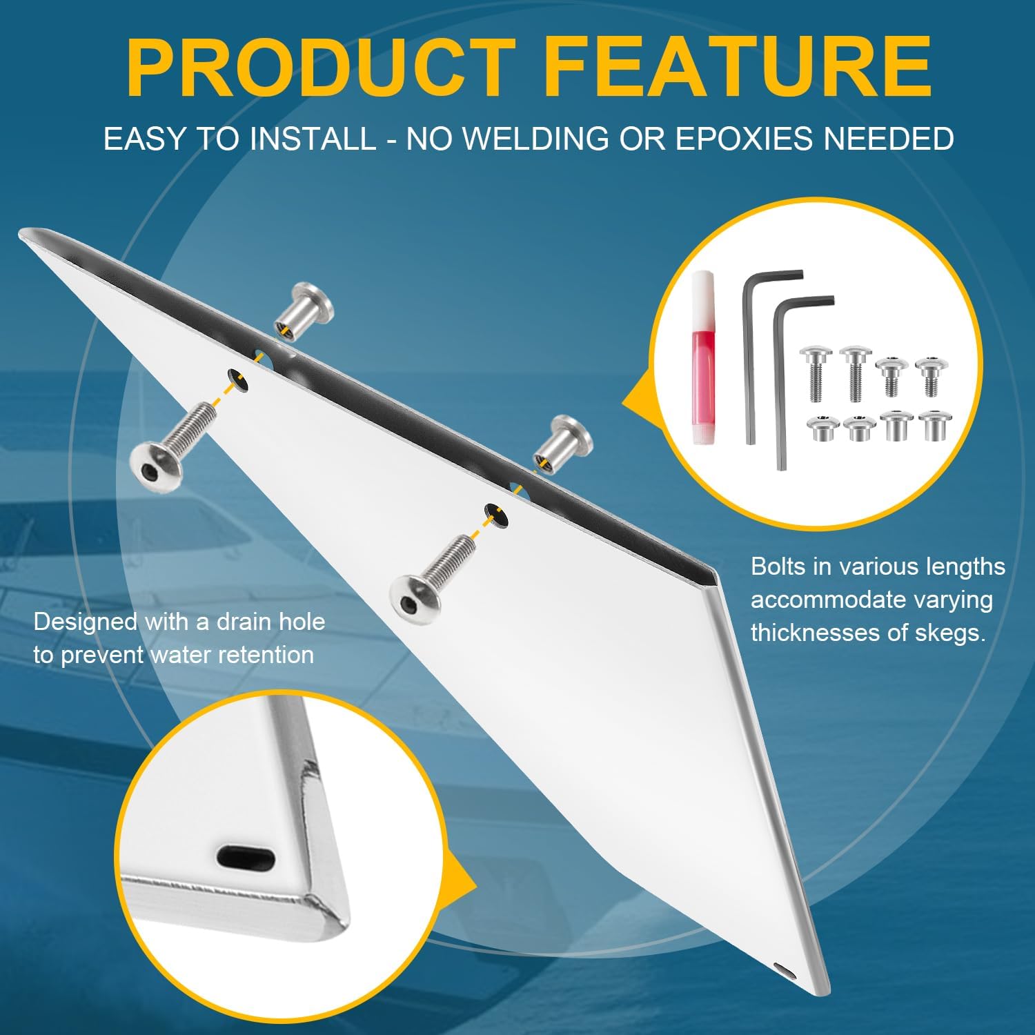 35-SS645 Skeg Guard Skeg Protector for Select Mercury, Suzuki, Yamaha Marine Engines