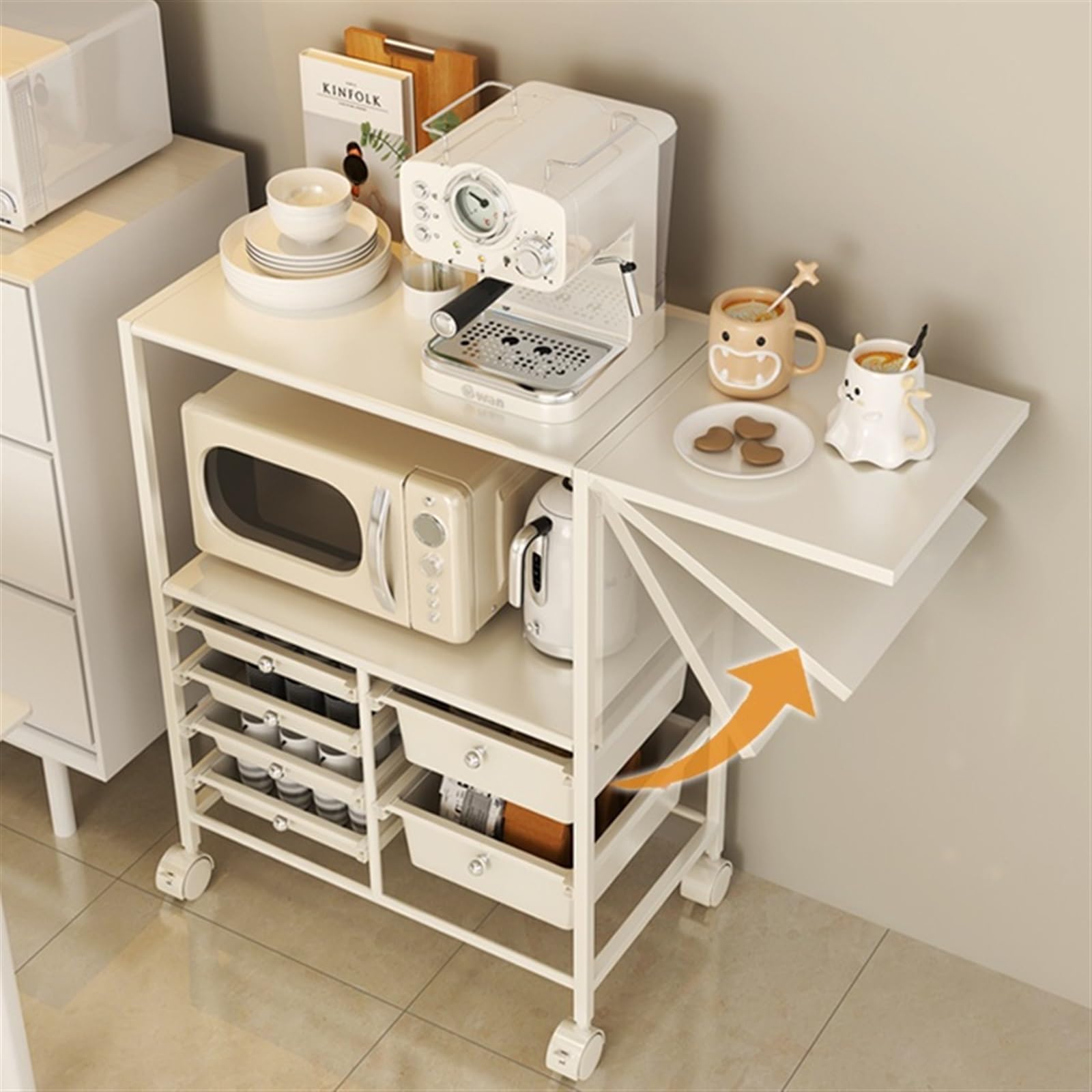 Scaffale da cucina per microonde, armadietto con rotelle, per riporre documenti, macchina da caffè, moderno Aktenschrank per casa e ufficio