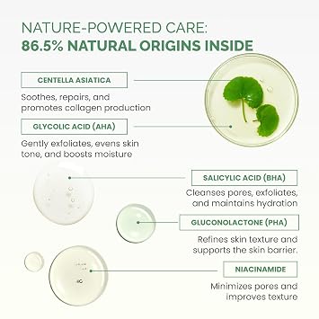 PLANTIFIQUE Korean Glycolic Acid Toner Pads 60 Pcs with Niacinamide, CICA - AHA BHA PHA Face Daily Peel Exfoliating Pads Formula for Gentle Skin Renewal for All Skin Types - Refillable Container