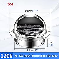 Vista 3 de Tapa de chimenea de acero inoxidable 304, rejilla de ventilación de pared exterior para parabrisas, tapa de ventilación de conducto, gorra