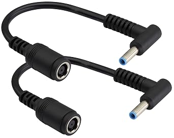90 Degree Tip Laptop Power Cable DC 7.4mm x 5.0mm Female to 4.5mm x3.0mm Male Charging Connector DC Power Converter Cable DC Jack for HP Notebook Adapter Replacement Power Cord15cm/2Pack