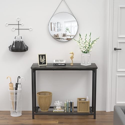 Miniatura 2 de Ecoprsio Console Table Sofa Table with Mesh Shelves, 2 Tier Entryway Table Foyer Table for Entryway, Front Hall, Hallway, Sofa, Couch, Living Room,