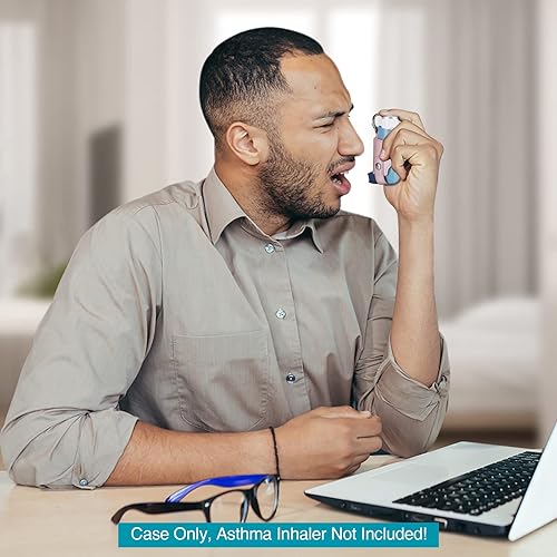 Miniatura 2 de Soporte para inhalador de asma de piel sintética protectora de viaje, práctica funda de transporte ligera con clip de mosquetón, inhalador no