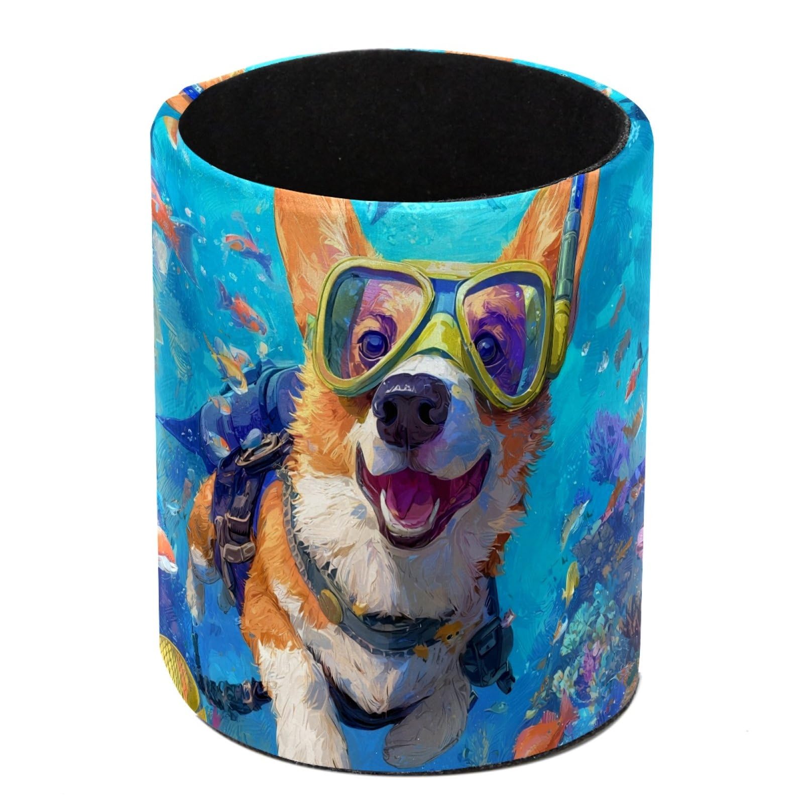 FWJZDSP Ocean Corgi Pencil Cup Pen Organizer Makeup Brush Holder for Office Home Countertop Desk Accessory Storage