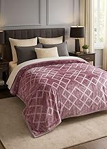 Signature® Discovery Supersoft Plush Solid Color Blanket for Double Bed | Single Ply Ultra Soft Rabbit Touch Blanket with Premium Shine & Emboss Design | (215 × 240 cm) (Blush Luxe)