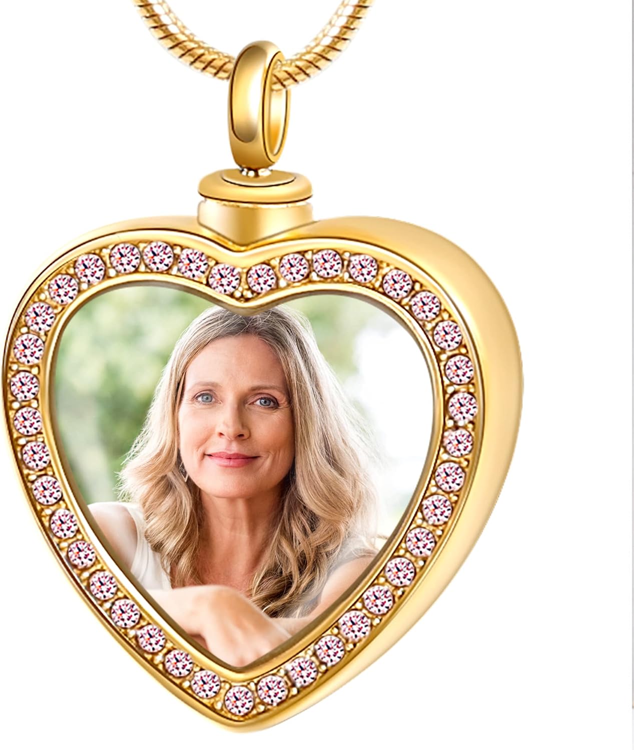 Bivei Necklace for Ashes, Personalized Urn Necklace Photo Heart Lockets for Women Men, Human Pet Ashes Memorial Keepsake Jewelry Pendant