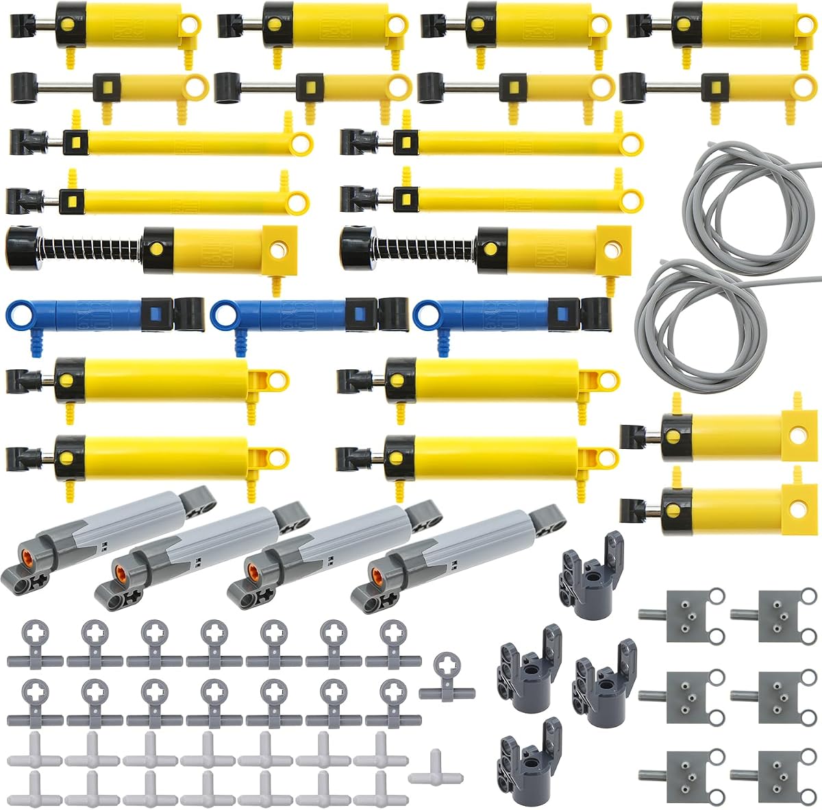Habow 69pcs Pneumatic Parts Kit, Air Pump Cylinder Hose for Technic MOC | Pneumatic cylinders, air pumps, hoses, push rods, linear actuators, connector fittings. Assorted sizes for pneumatic systems.