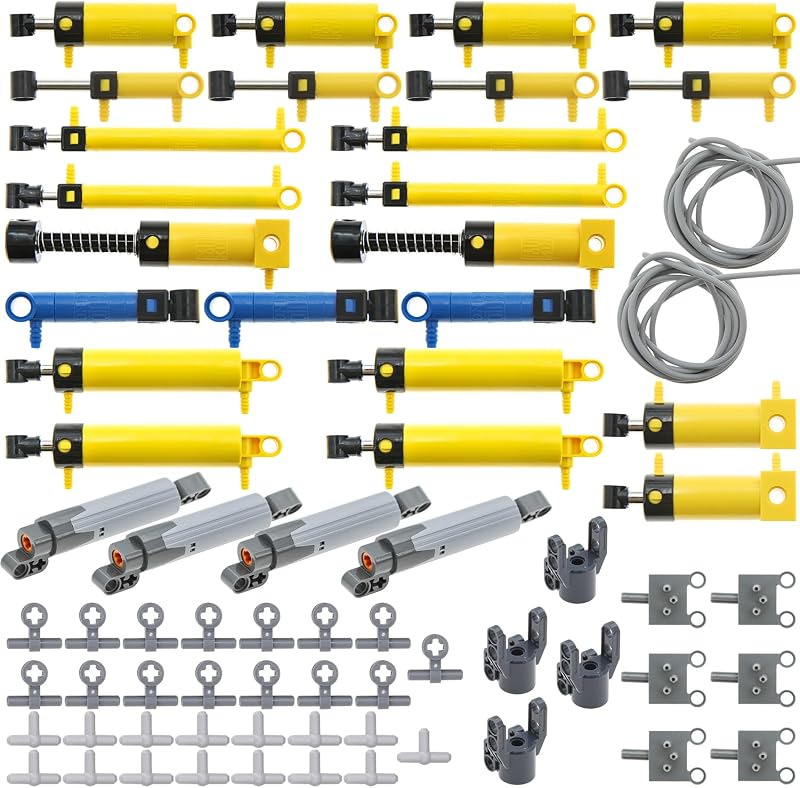 Habow 69pcs Pneumatic Parts Kit, Air Pump Cylinder Hose for Technic MOC | Pneumatic cylinders, air pumps, hoses, push rods, linear actuators, connector fittings. Assorted sizes for pneumatic systems.