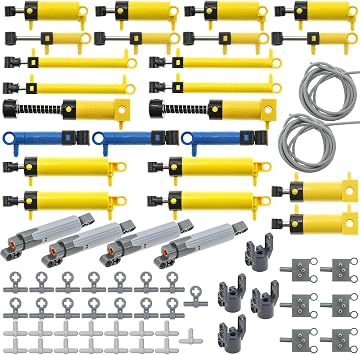Habow 35Pcs Pneumatic-Technic-Parts Kit Compatible with Major Brands Technic Parts Pneumatic Cylinders-Air-Pump Pressure Rod Switch Piston Hose Linear Actuator MOC-Replacement-Parts.