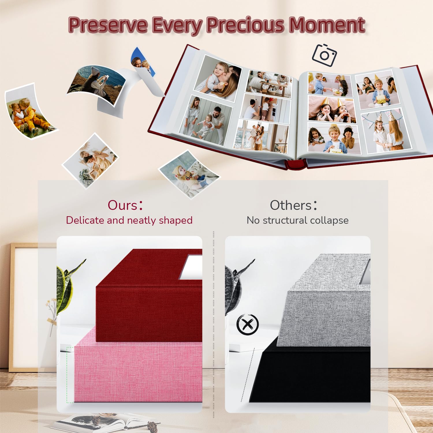 popotop Álbum de fotos de 4 x 6 a 600 fotos con 600 bolsillos horizontales y verticales, álbumes de cubierta de lino para fotos familiares, bodas, aniversarios, bebés, vacaciones
